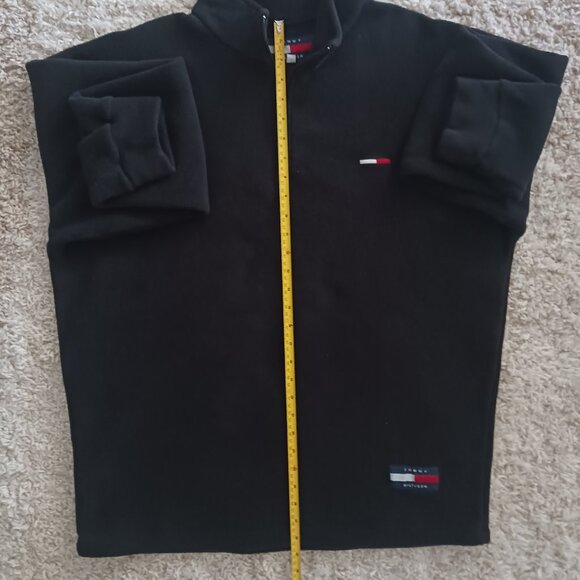Tommy Hilfiger Mens Pullover Sweater 1/4 Zipper Fleece Collar Size Large Black - Picture 9 of 10